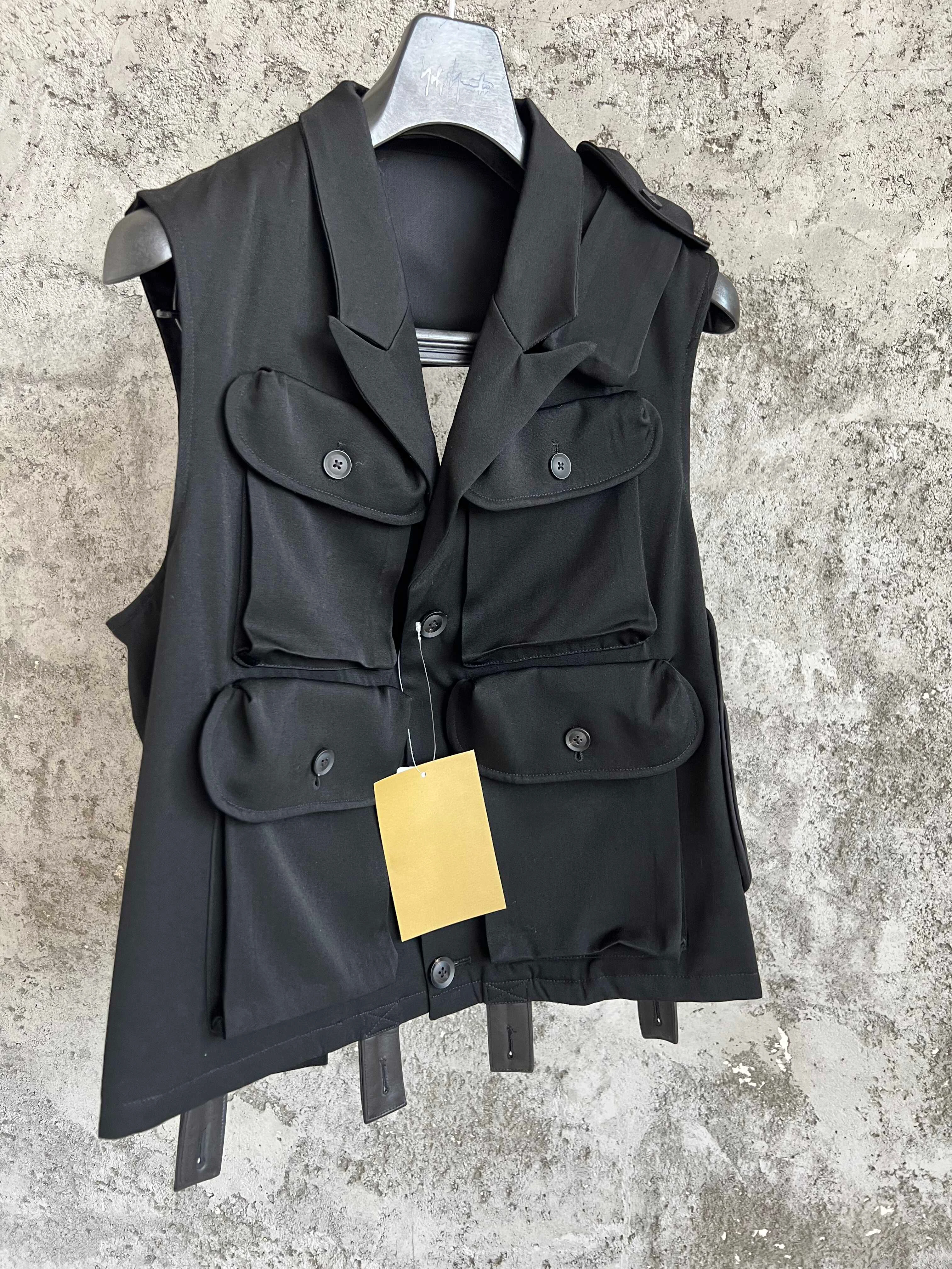 TOP-YAMAMOTO multi-pocket design, hollowed-out back design, suit collar, long-sleeved jacket