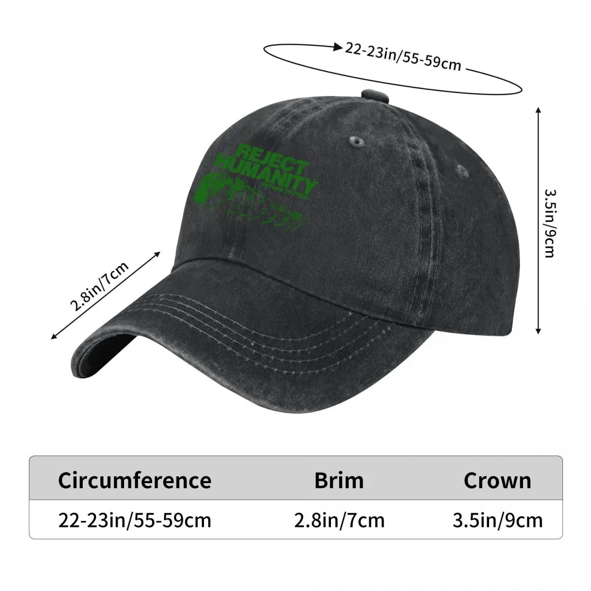 Reject Humanity Return To Frog Evolution Design Washed Baseball Cap Outdoor Hat
