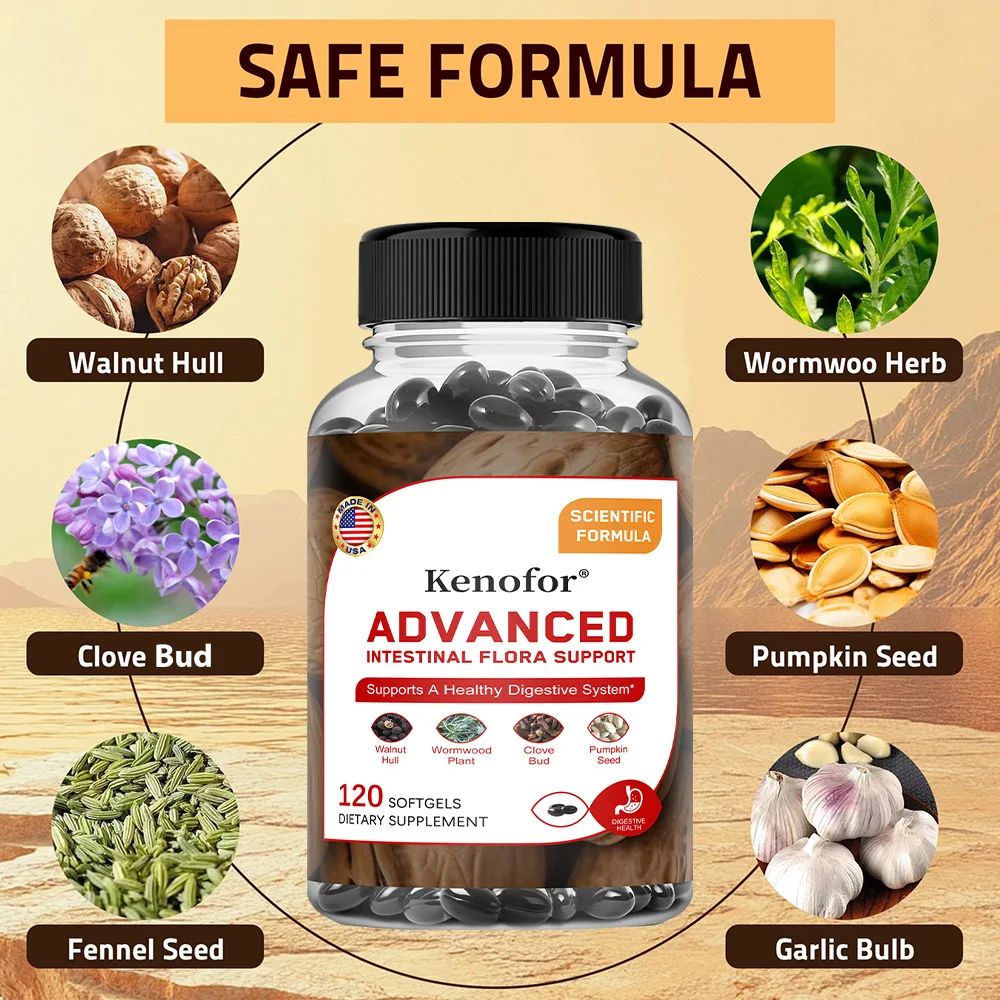 Detox Capsules with Oregano Oil, Green Black Walnut Hull, Garlic, Wormwood - Improves Digestion, Gut, Immune Health, Antioxidant