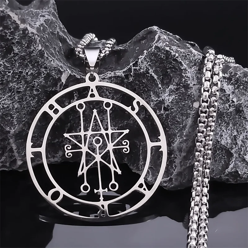 Astaroth Sigil Goetia Stainless Steel Necklace Solomon Demon Seal Satan Sigil satanique patch PIN Jewelry collier femme N7156S03