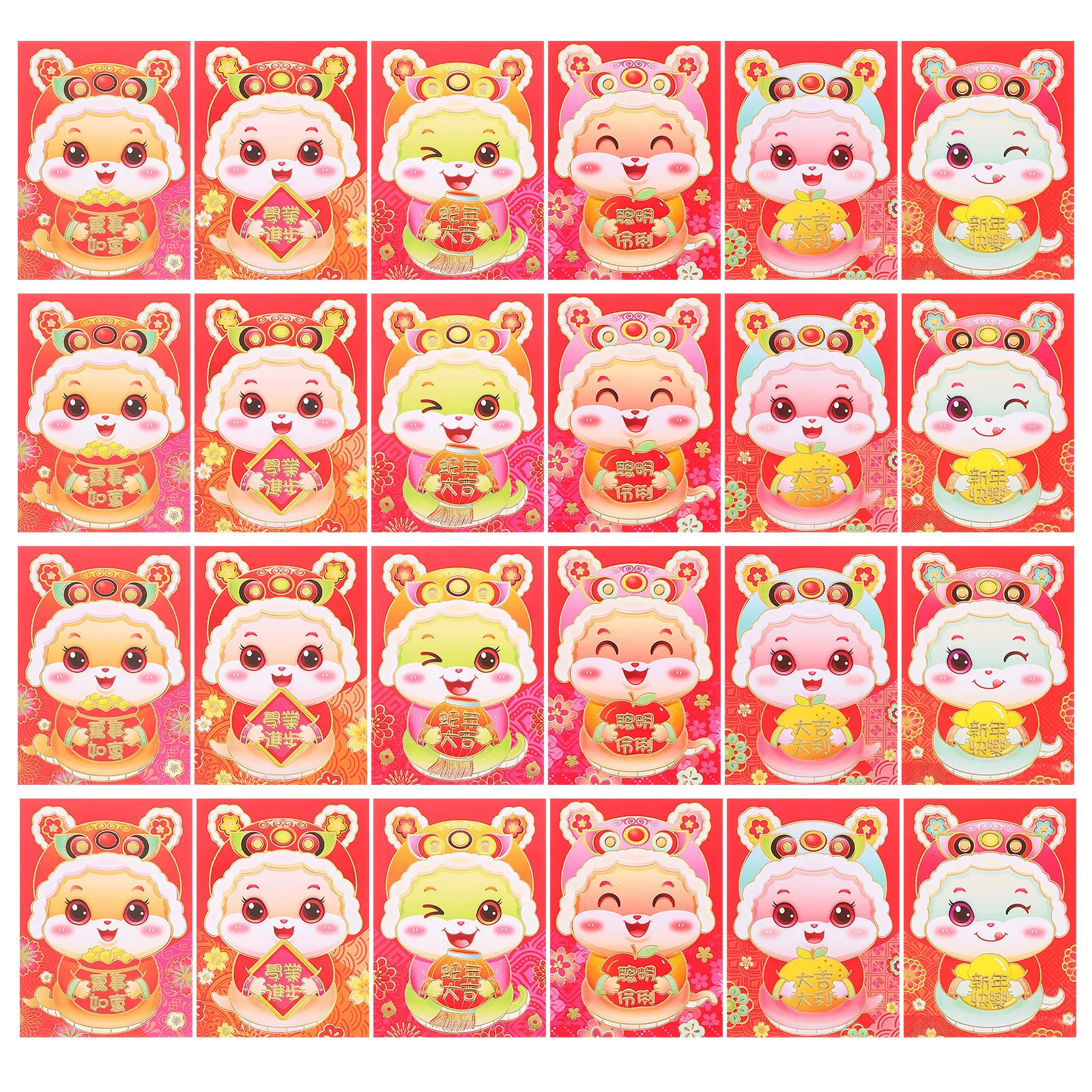 

60Pcs Chinese New Year Red Envelopes Snake Year 2025 Lucky Pockets Lai See Hong Bao for Spring Festival Wedding Birthday