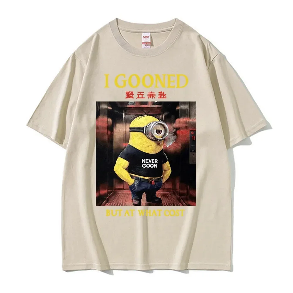 I Gooned But At What Cost Funny Meme T-shirts Casual  Short Sleeve T-shirt Men Women Oversized Japanese Streetwear T Shirt