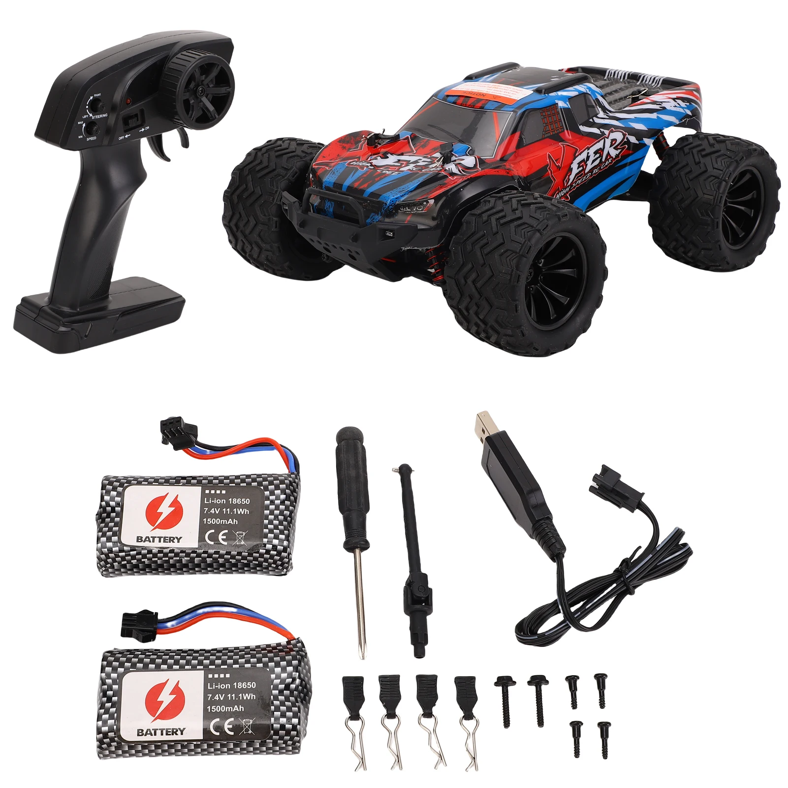 

Remote Control Car 1/16 2.4GHz 40km/h All Terrain Off Road Trucks 4WD Climbing Car Gifts Full Scale for Kids Adults 2 Battery