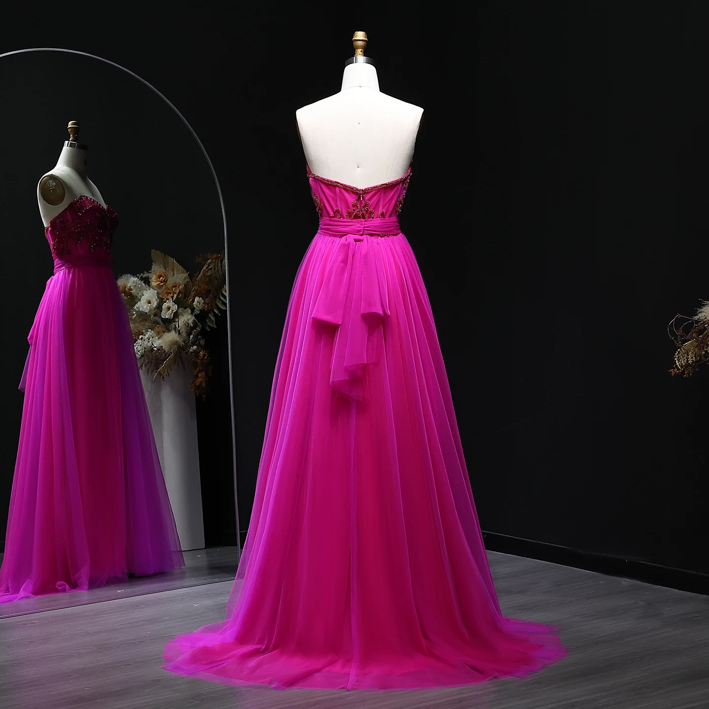 شارون سعيد فستان سهرة فاخر فوشيا على شكل حرف A مع خرز سبليت أخضر للنساء فساتين حفلات الزفاف الرسمية SF246 مخصصة