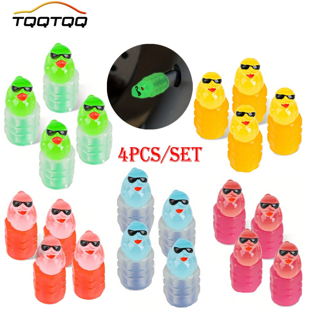 

4PCS Luminous Valve Stem Caps, Glowing Valve Tire Covers Black Dust Caps for Cars, SUVs, Bike, Bicycle, Trucks, Motorcycles