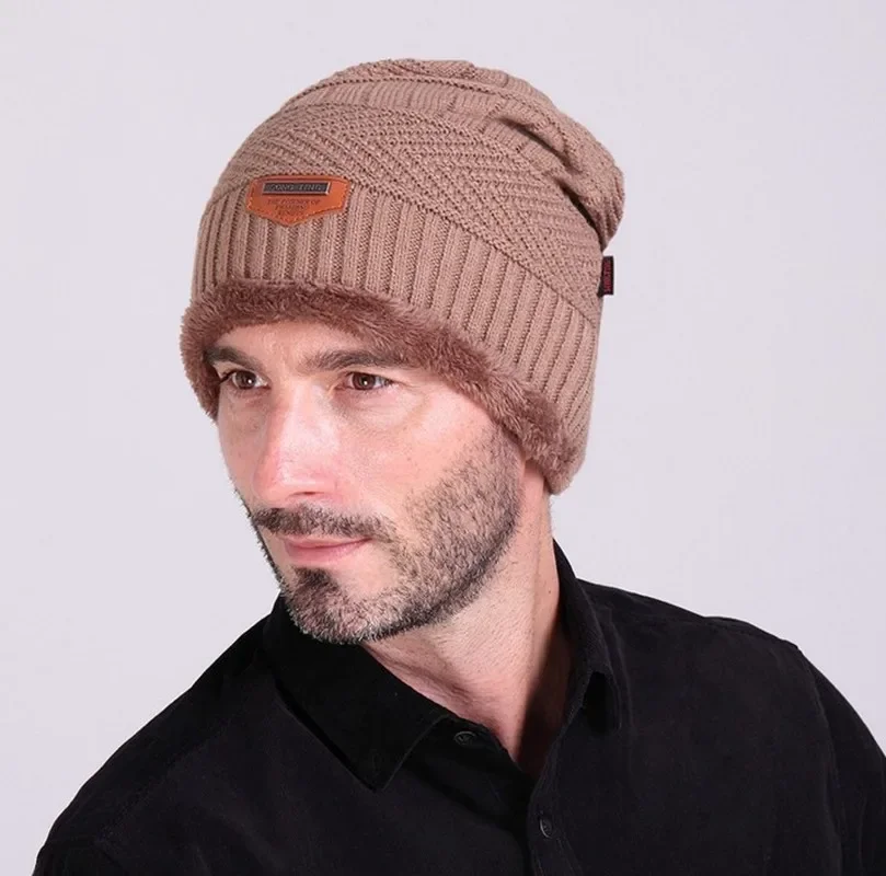 Men's winter hat 2023 fashion knitted black hats Fall Hat Thick and warm and Bonnet Skullies Beanie Soft Knitted Beanies Cotton