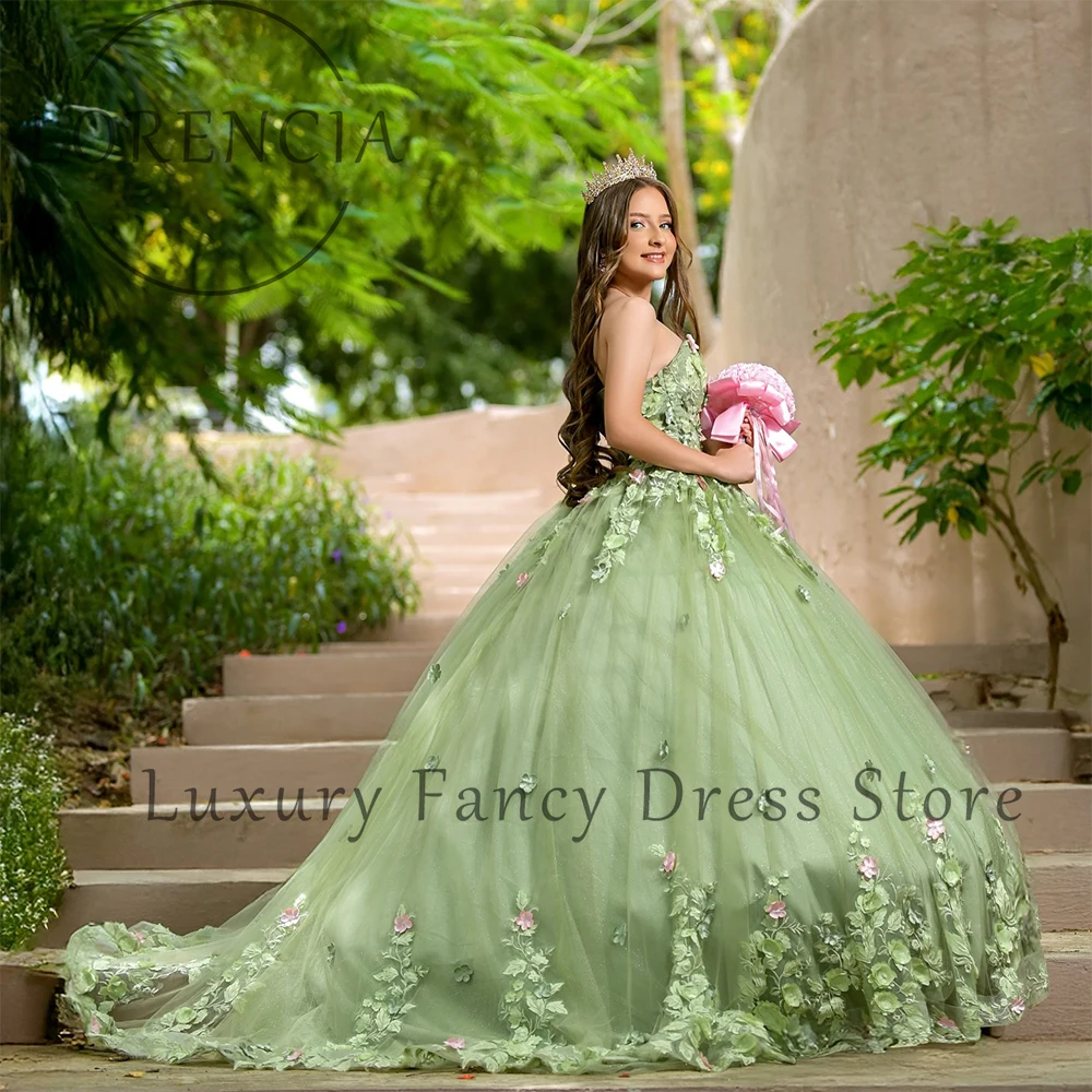

Платье принцессы с 3D цветком Quinceanera для девочек, тюлевые бальные платья без бретелек, милые платья для вечеринки по случаю дня рождения 16, индивидуальные платья de gala