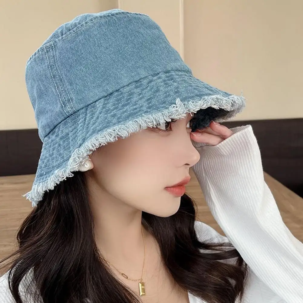 Summer Fisherman Hat Stylish Women\'s Wide Brim Bucket Hat for Sun Outdoor Activities Anti uv Foldable Breathable