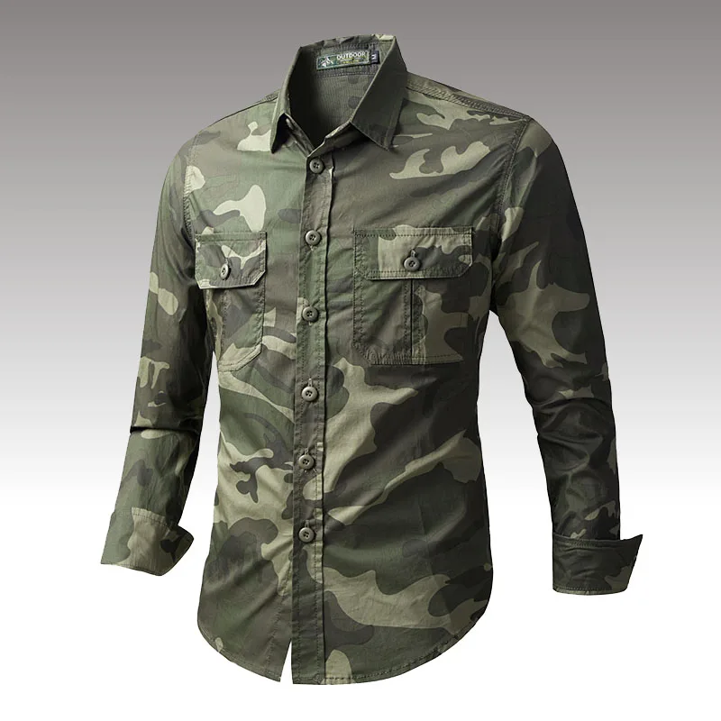 New Camouflage Cargo Shirt For Men Cotton Multi-Pocket Shirts High Quality Militarys Overshirt Outdoor Casual Colthing