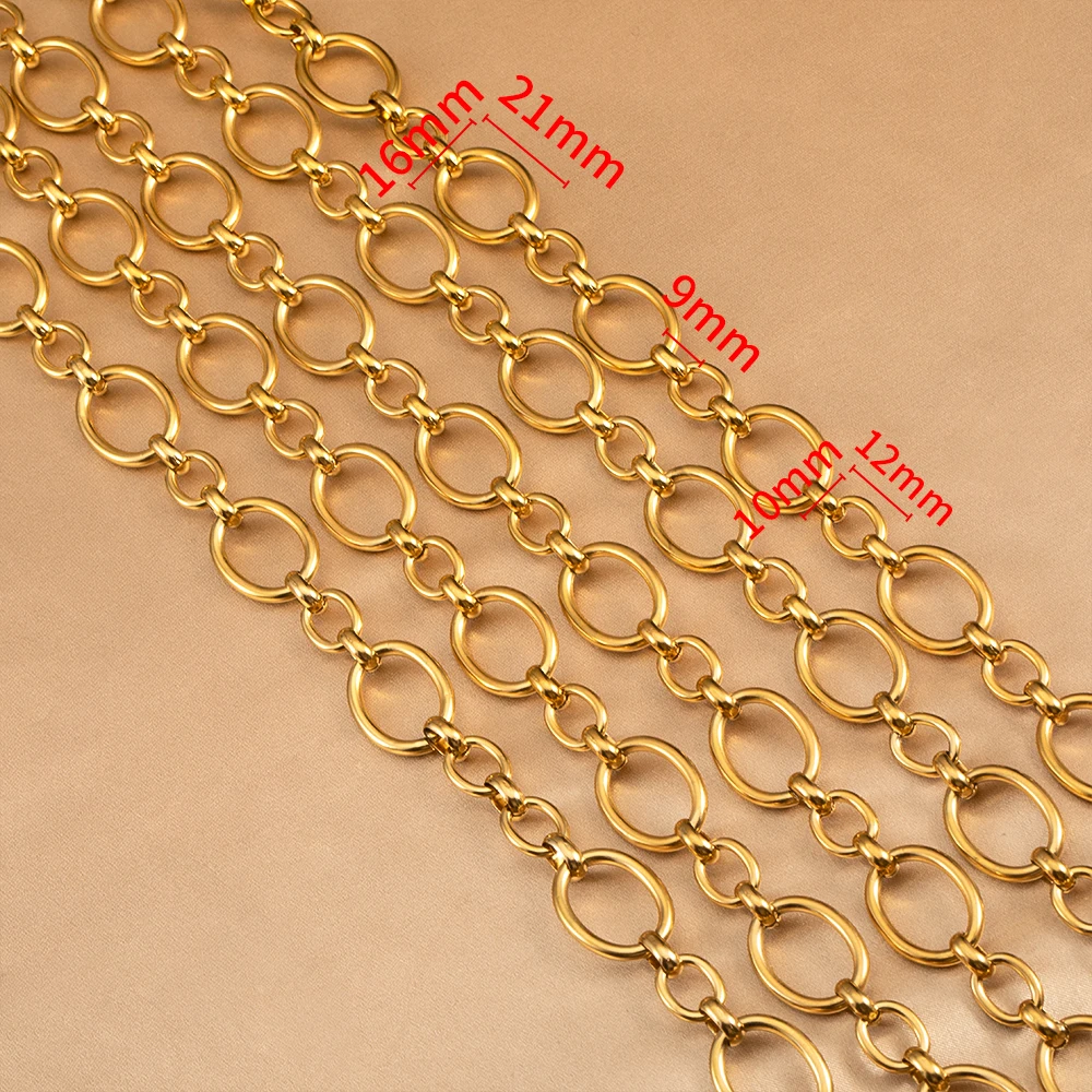 1M Stainless Steel Big Oval Joint Small Circle Link Chains Heavy Chunky Punk Chain DIY Jewelry Making Supplies Necklace Bracelet