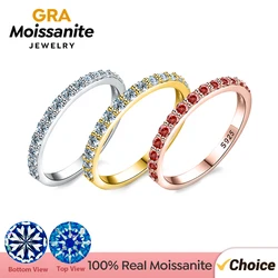 GRA Real Moissanite Diamond Solitaire Stackable Rings for Women 925 Sterling Silver Wedding Band Trendy Fashion Fine  Jewelry