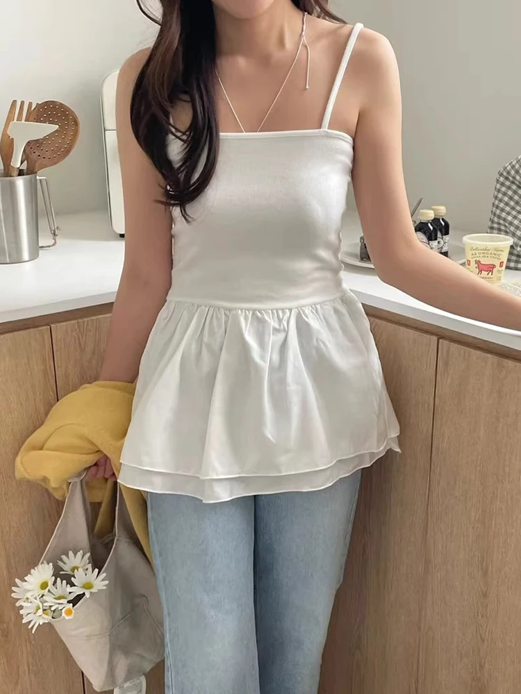 เสื้อกล้ามซับในผู้หญิง Liliang แบบสองชั้น แต่งระบาย ดีไซน์เซ็กซี่ สำหรับใส่ซ้อนเลเยอร์ ฤดูใบไม้ผลิ ฤดูร้อน รุ่นใหม่