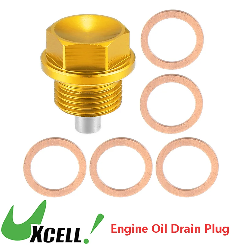 UXCELL 1 Set M18x1.5 Car Magnetic Oil Drain Plug Sump Nut Screw Aluminum Oil Drain Plug with 5 Washer Car Accessories