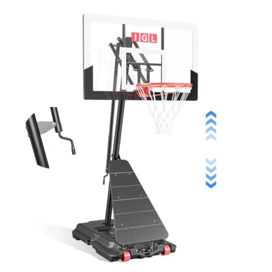 

Outdoor basketball hoop with shatterproof backboard, 40/44/48 inch, height adjustable 5.310 ft, portable steel frame, black and