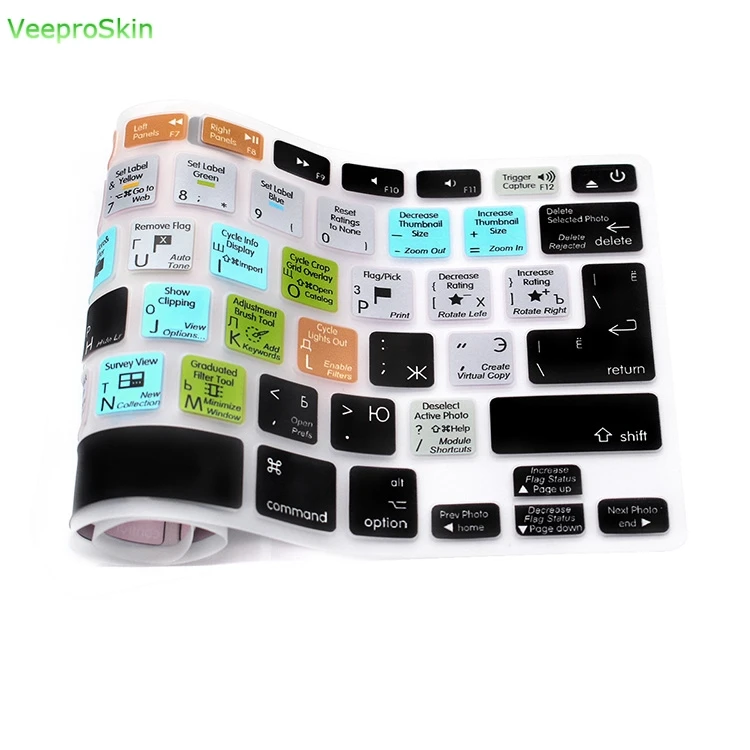 Russian Adobe Lightroom Function Silicone Keyboard Cover Skin for Mac Air Pro Retina 13