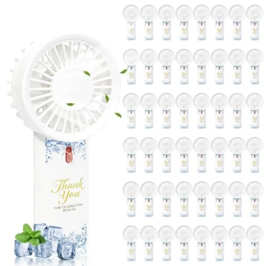 

Wedding guest fans for summer use, plastic handheld mini electric fans in pastel colors with floral prints, lightweight portabl