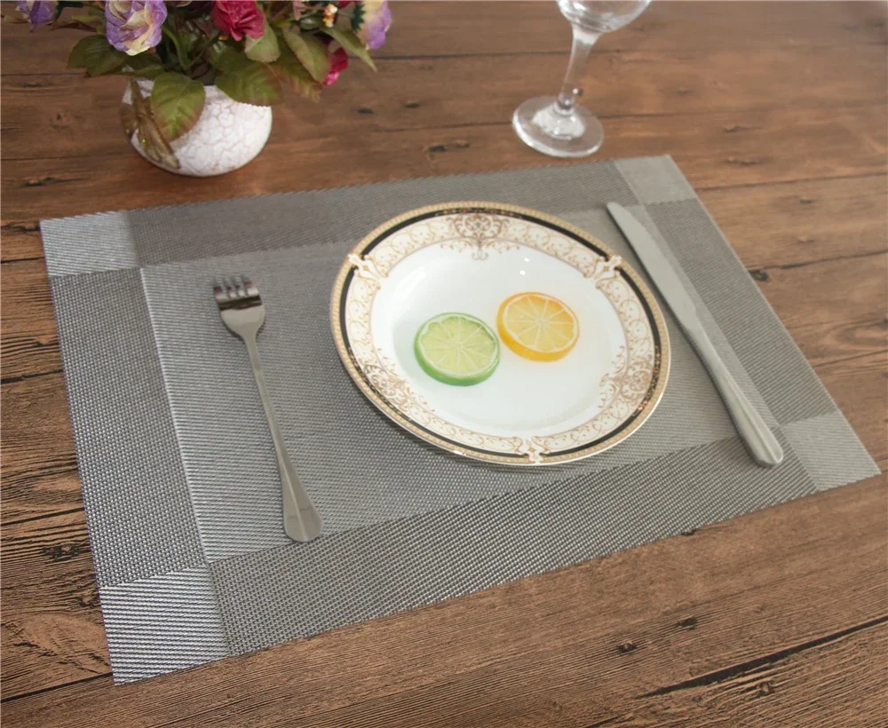 4Pcs/lot Placemat Fashion Pvc Dining Table Mat Disc Pads Bowl Pad Coasters Waterproof Table Cloth Pad Slip-Resistant Pad