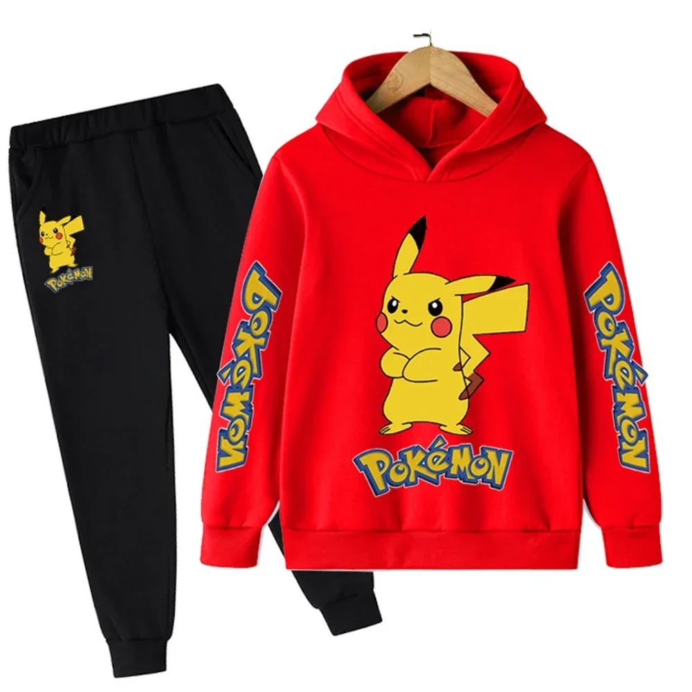 Kawaii pokemon Hoodie Kinder Kinder Cosplay Kinder Jungen Sweatshirt Hosen Kleidung Sets Mode Mädchen Hoodies Frühling Herbst Kleidung