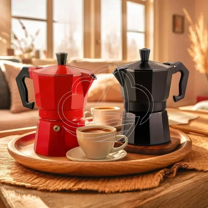 Classic Aluminum Moka Pot Stovetop Coffee Maker with Anti-scald Handle Reusable Filter for Kitchen