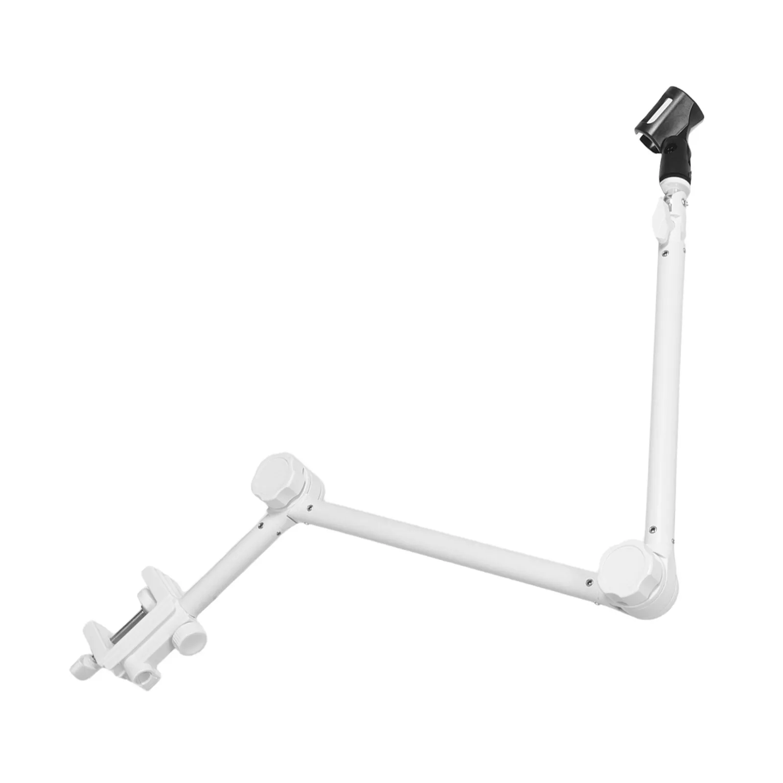 1Set White Microphone Boom Arm Stand Adjustable Desktop Mic Desk Mount with 360 Degree Rotation Sturdy Metal Build for Streaming
