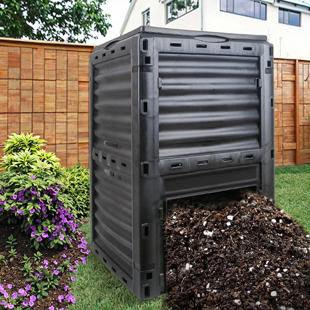 300L Garden Durable Plastic Composting Bin Recycle Garden Composting Barrels