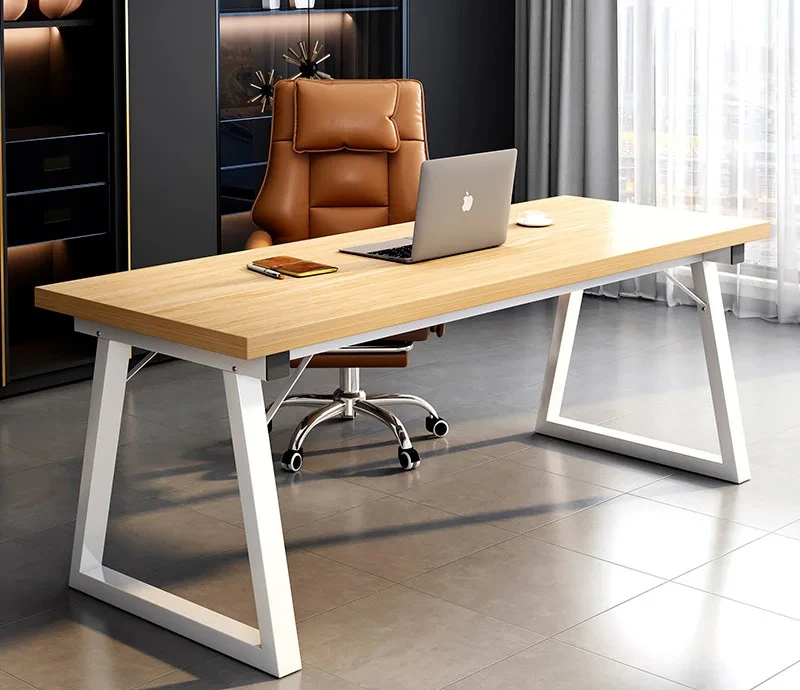 Modern Computer Home Office Desk Large Executive Office Computer Table Study Writing Desk Wooden Tabletop Metal Frame