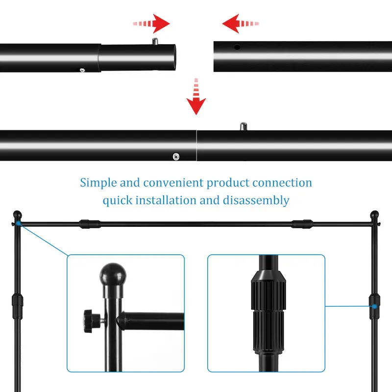 2.4x3M Heavy Duty Background Stand Upgraded Telescopic Chroma key Backdrop Banner Stand Photography Support System for Shoot