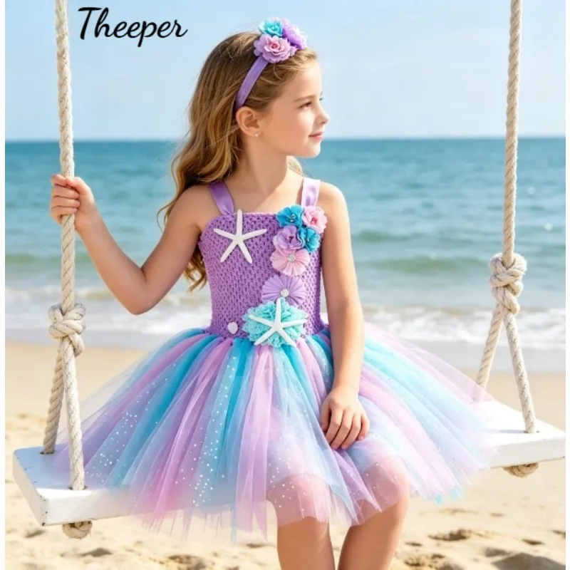 Tutu Dress Set Layered Fluffy Tulle Outfit Carnival Party Stage Performance Holiday Fancy Dress Elastic Waist Fashion Apparel