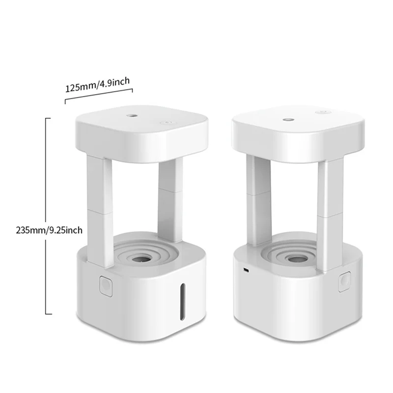 BBNV-Uidificatore USB portatile a goccia d'acqua Diffusore 580ML Umidificatore antigravità Aromaterapia Mist Maker per camera da letto Luce bianca Du