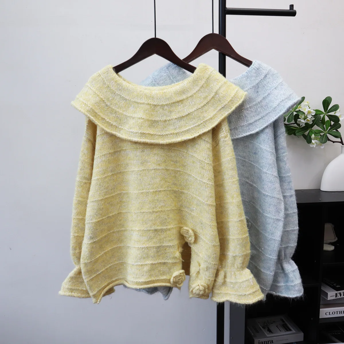 

Pullovers Women Sweaters Round Neck Full Sleeve Floral Ruffles Y2k Streetwear Elegant Splice Knit Casual Loose Autumn Winter