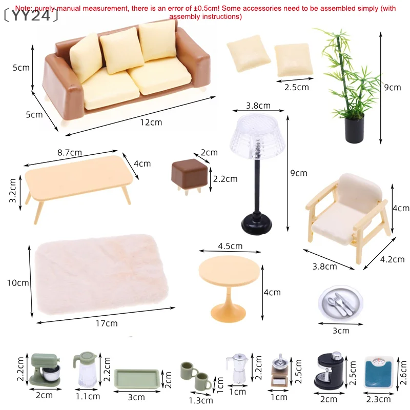 

1 Set 1/12 Dollhouse Simulation Living Room Sofa Furniture Kit Doll Home Sofa Table Tea Set Coffee Pot Decor Micro Scene Props