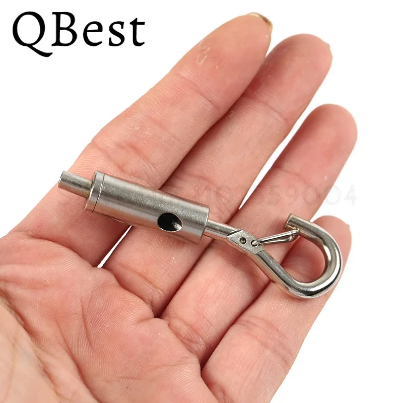 For 2mm Wire Rope Spring Hook Adjustable Hanging Clothesline Fixed Guardrail Lock Lifting Code Double Hole Telescopic