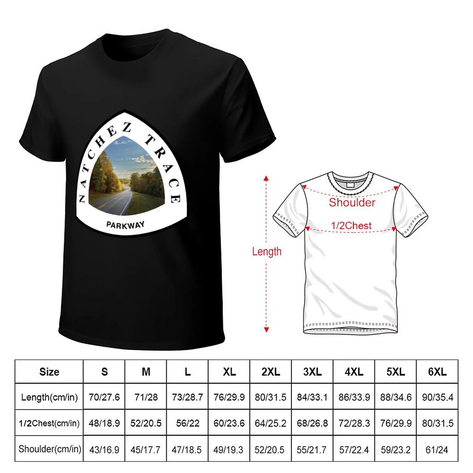 Natchez Trace Parkway Trail Marker Sticker T-Shirt Art Pattern Printed Casual Top