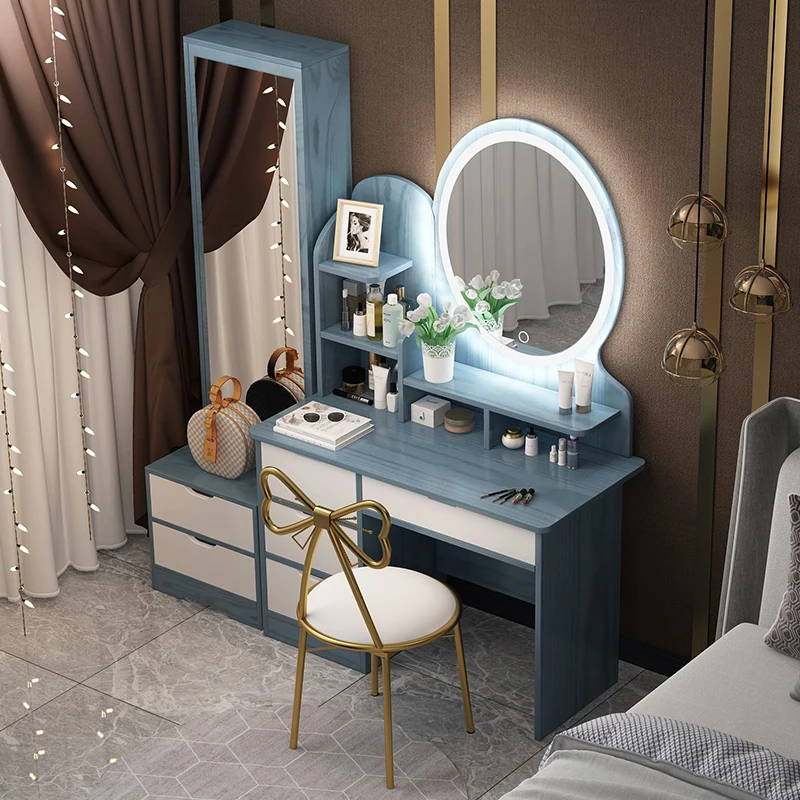 Modern Makeup Cabinet, Simple Table, Small Apartment Dressing Table, Lighted Master Bedroom, Dressing Table, Storage Cabinet