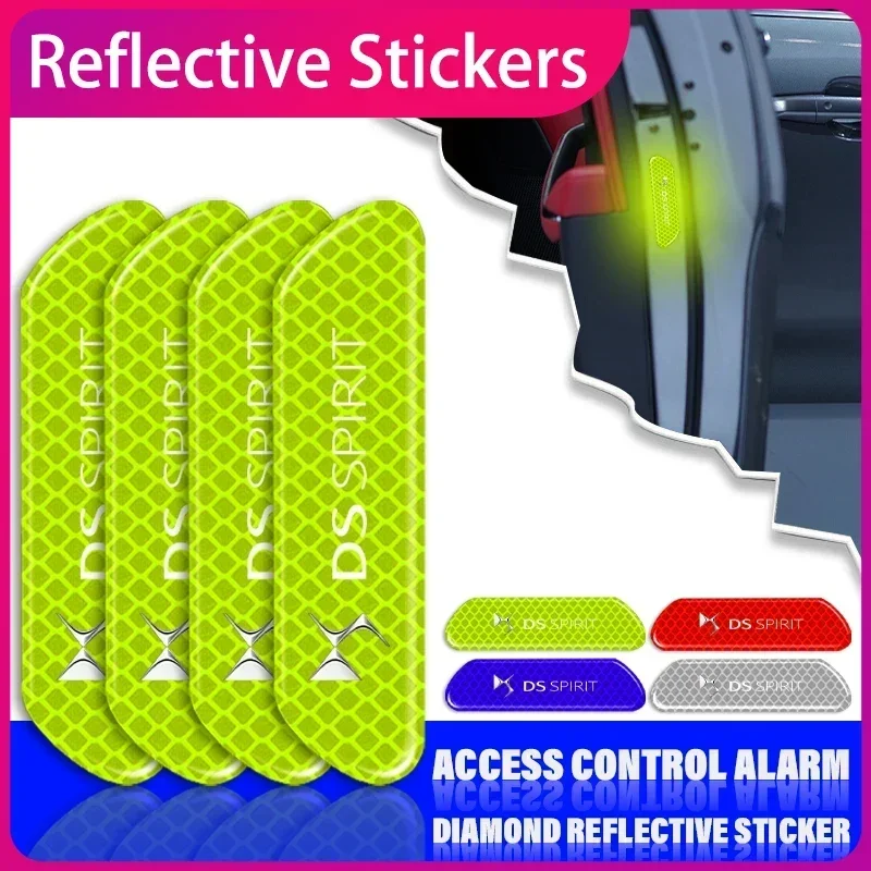 

4pcs Car Door Reflective Strips security Warning Stickers For DS SPIRIT DS3 DS4 DS4S DS5 DS 5LS DS6 DS7