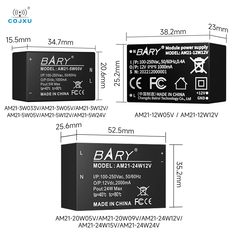 AC-DC Buck Power Supply Module 100V 250V To 5V 5W  Step-down Voltage AC Isolation Stabilized COJXU AM21 Series