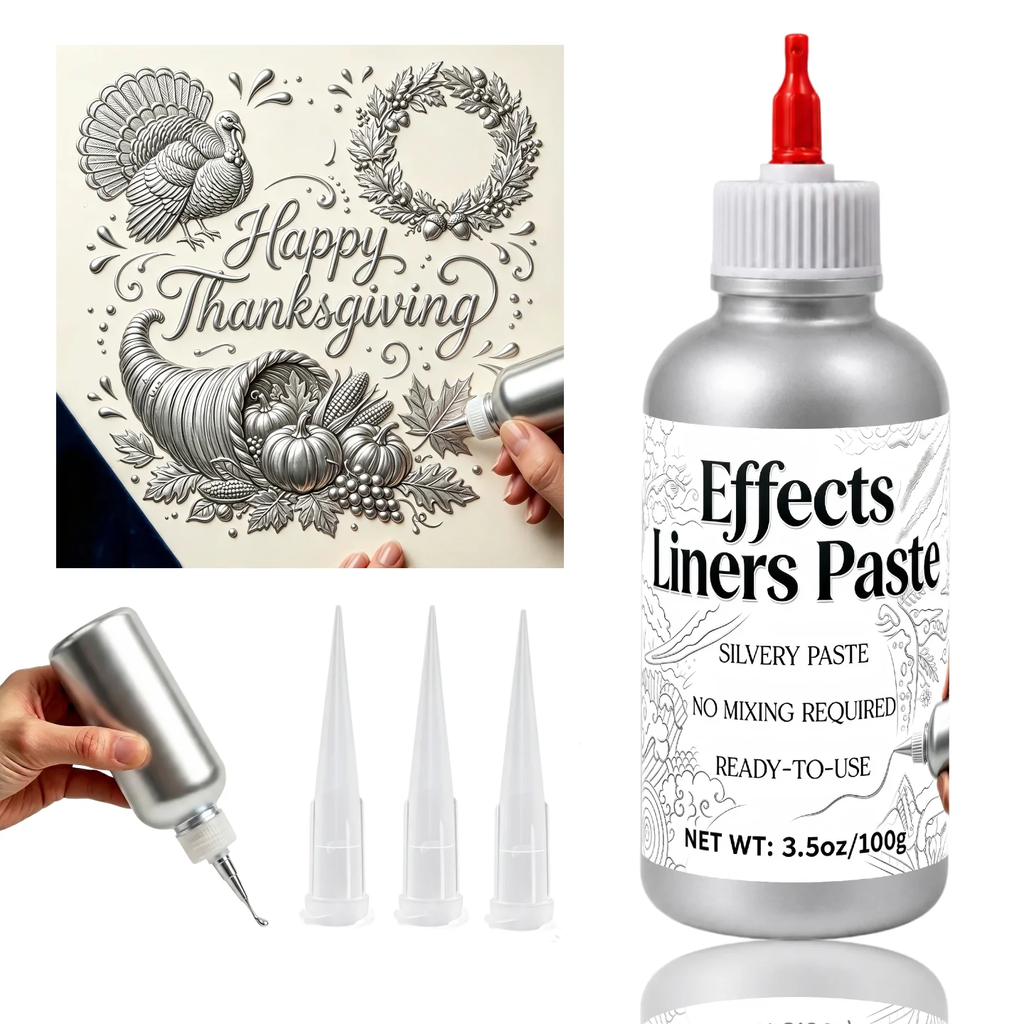 Silvery 3D Texture Paste Line Drawing Gel Medium Festive Crafting Gift For Squeeze Tube Sculpting And Canvas Decor