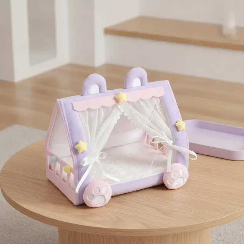 Doll Tent Bed Stain Resistant Cotton Little Fresh Doll Bed Creative Storage Toy for Kids Daily Play Home Decor