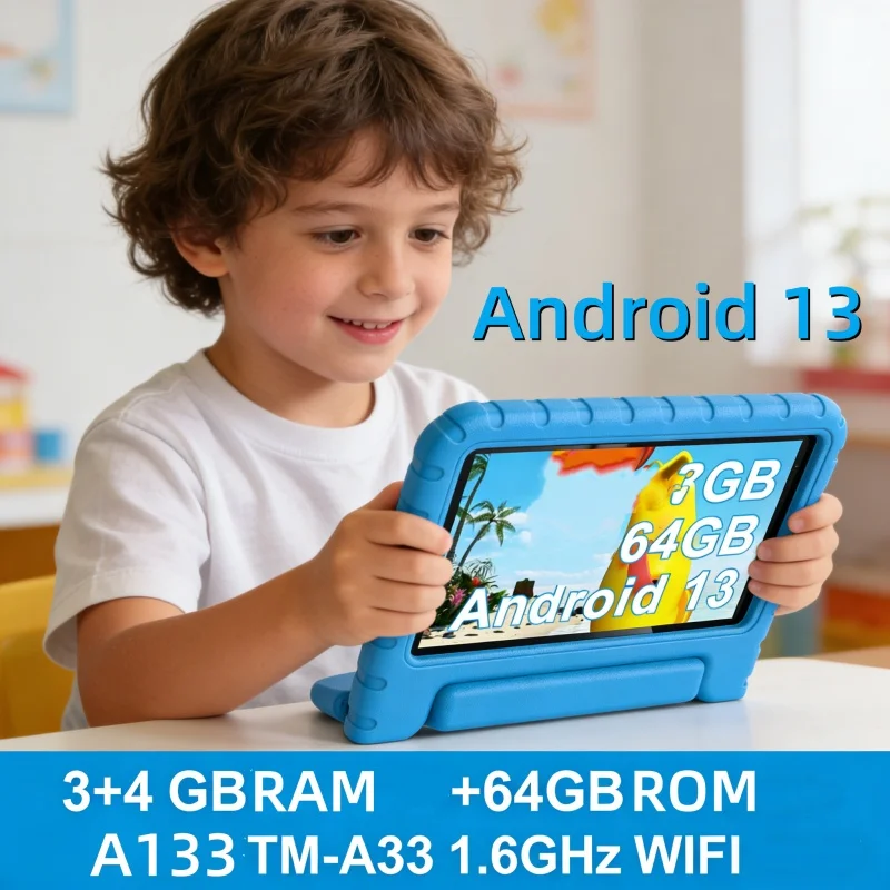 Gift Silicon Bracket Case 7 INCH T10 DDR3(3GB+4GB) 7GB RAM 64GB ROM Android 13 Tablet PC X300 Allwinner A133 Quad Core WIFI