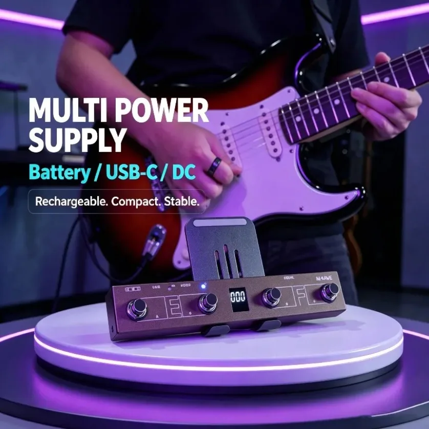 M-VAVE Chocolate MIDI Foot Controller Host Port 4 Switch OLED Bluetooth USB-C Programmable For Guitar Keyboard DAW Recording