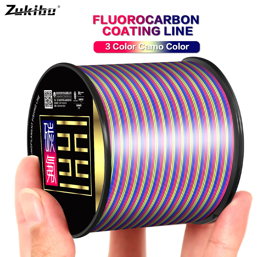 

ZUKIBO 3 Color Camo Japanese Monofilament Nylon Line Fluorocarbon Coating Line Strong Durable Performance Saltwater Main Line