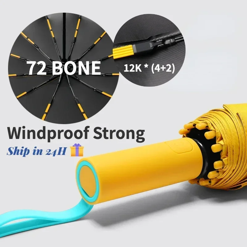 72 Bone Super Strong Windproof Automatic Folding Men Umbrella Reinforced Large Rainproof Sun Protection Umbrellas Women