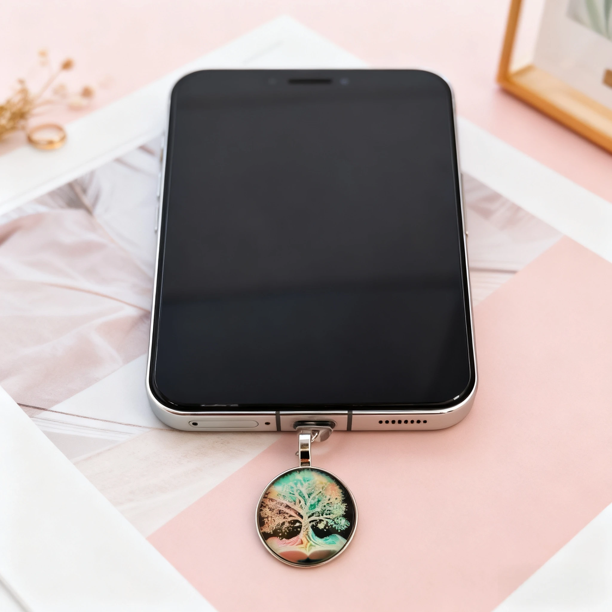 Tree of Life Art Phone Dust Plug, Naturally Express Your Personality Charm, for Iphone/Type-C Charging Port Smartphones, Tablets
