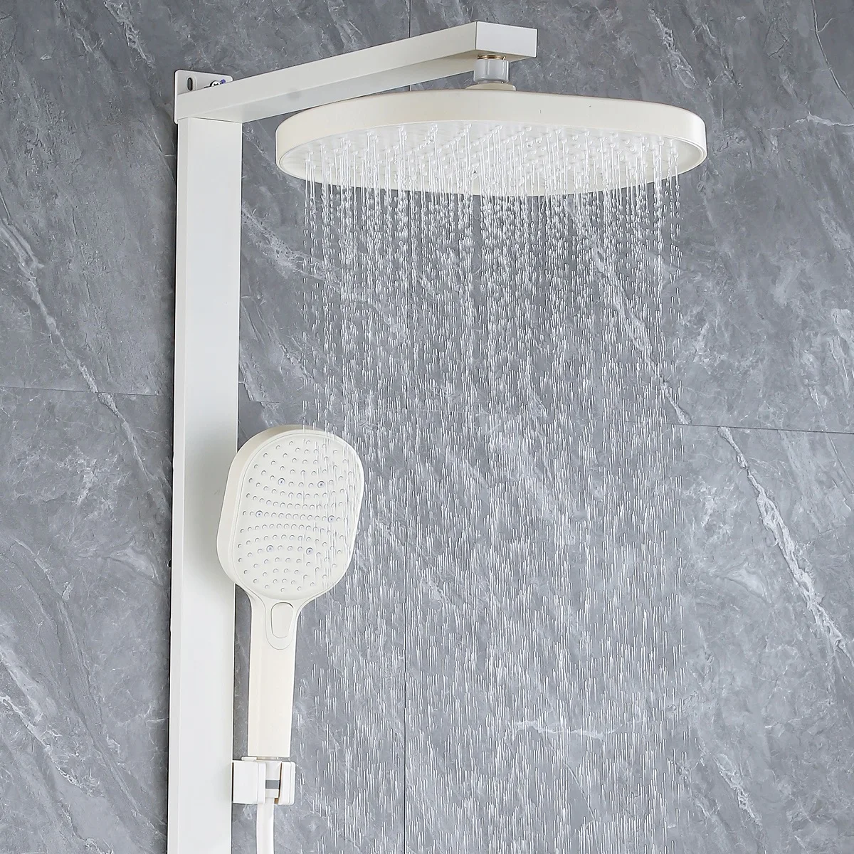 Ambient Lighting Hot Cold Digital Bathroom Shower System Back Spa Waist Spray Digital Bathroom Shower Set Rainfall Shower Head