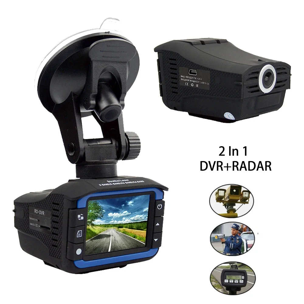 Hotselling Russian 2 in 1 DVR Recorder 720P Car Radar Detectors Speed Detector Camera Fixed Flow Velocity Measurement Dash Cam