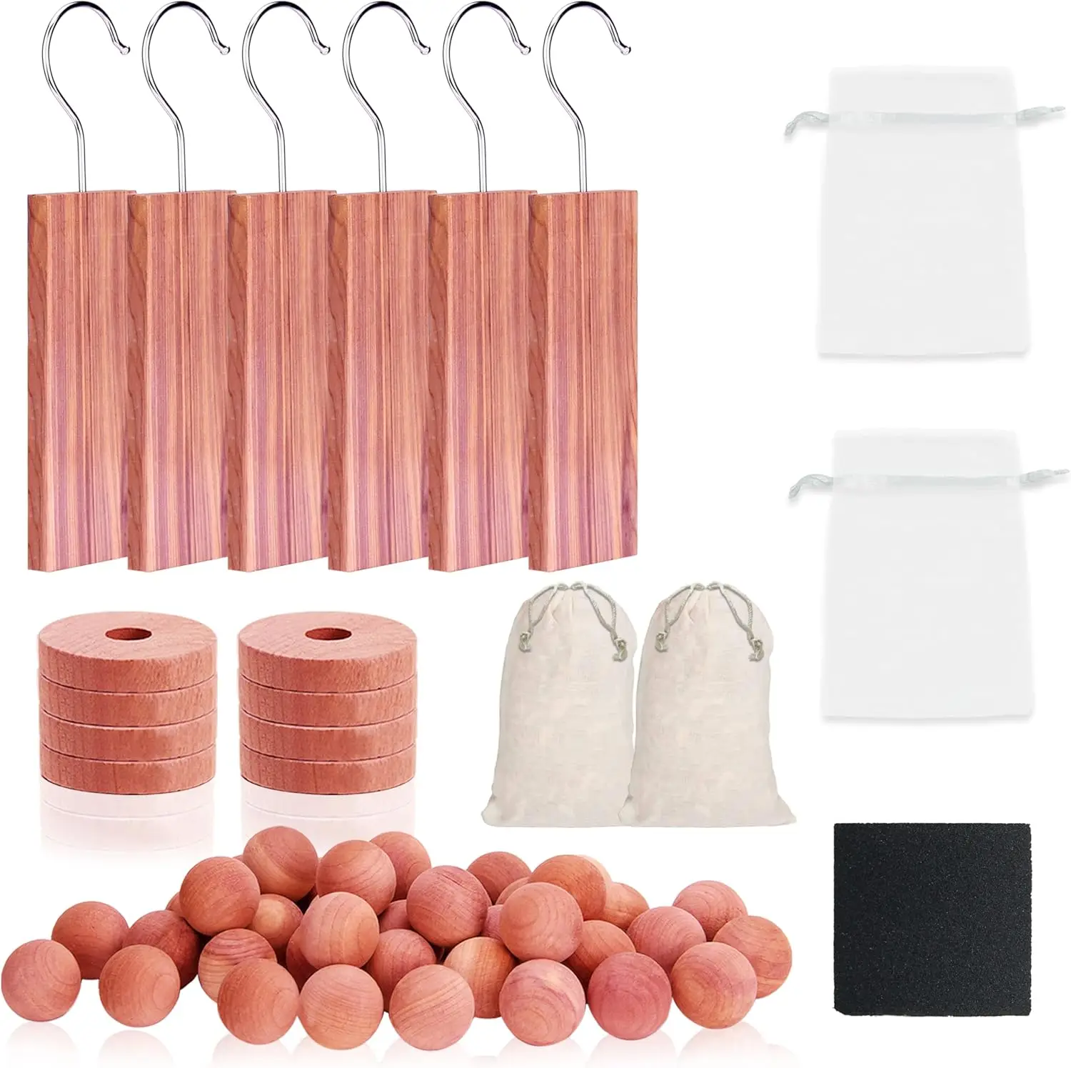 

40Pcs Natural Cedar Blocks, Balls & Chips for Clothes Storage, Fresh Scent for Closets & Drawers