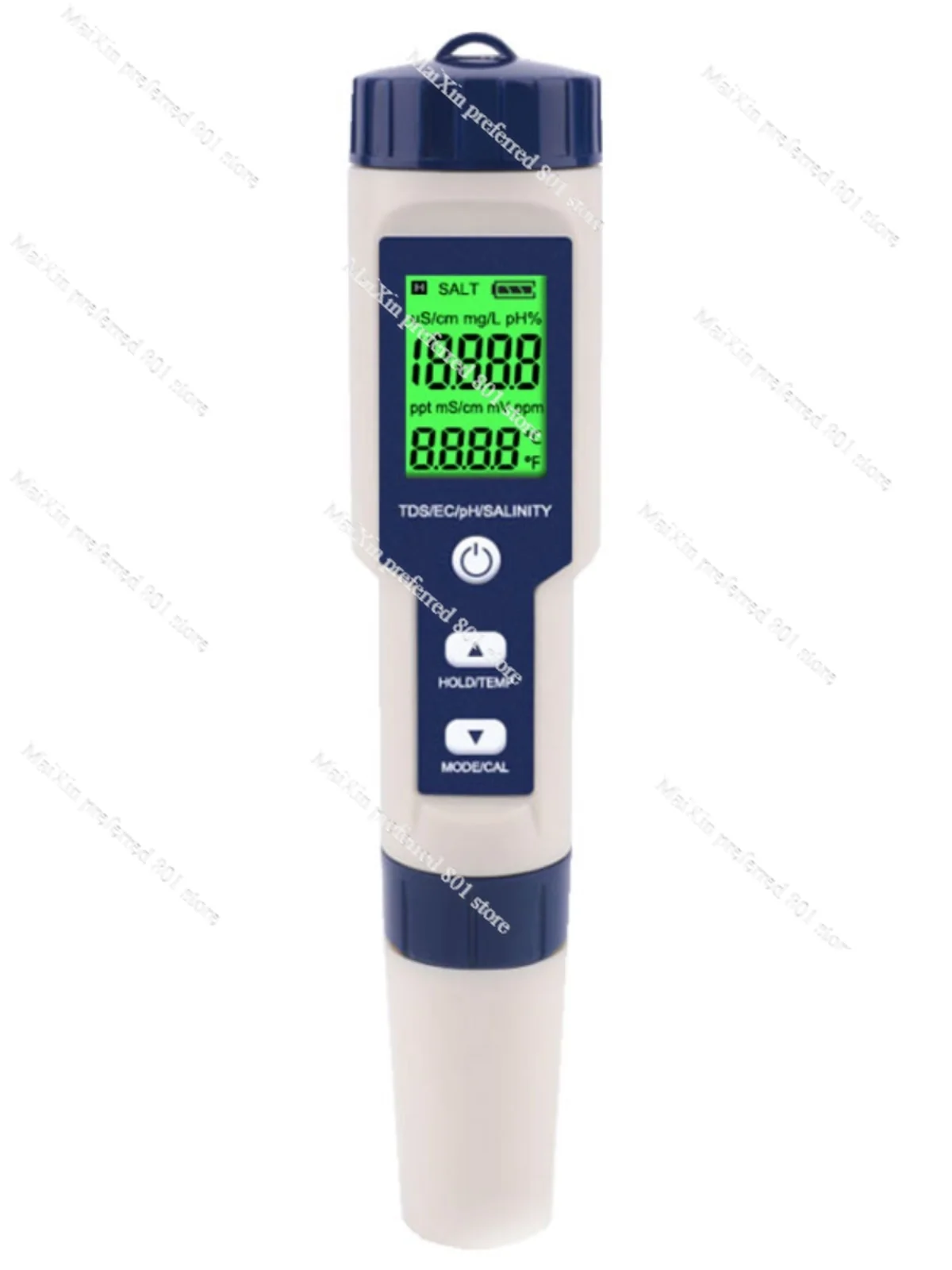 Probador Digital de calidad del agua 5 en 1, TDS/EC/PH/salinidad/medidor de temperatura, ABS azul y blanco para piscinas, acuarios, agua potable