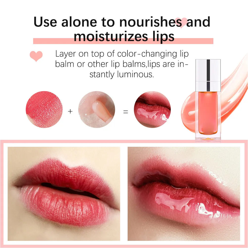5Pcs Colored Lip Oil Hydrating Lip Care Oil for Women Lightweight Portable Adorable Fashionable Natural Safe Ingredients Lips