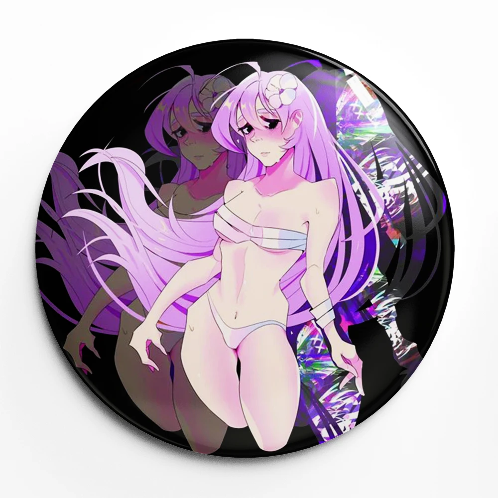 Sewerslvt Purple Cartoon Schizofrenia Cartoon Soft Button Lapel Anime Pin Brooch Jewelry Decoration Gift 58mm