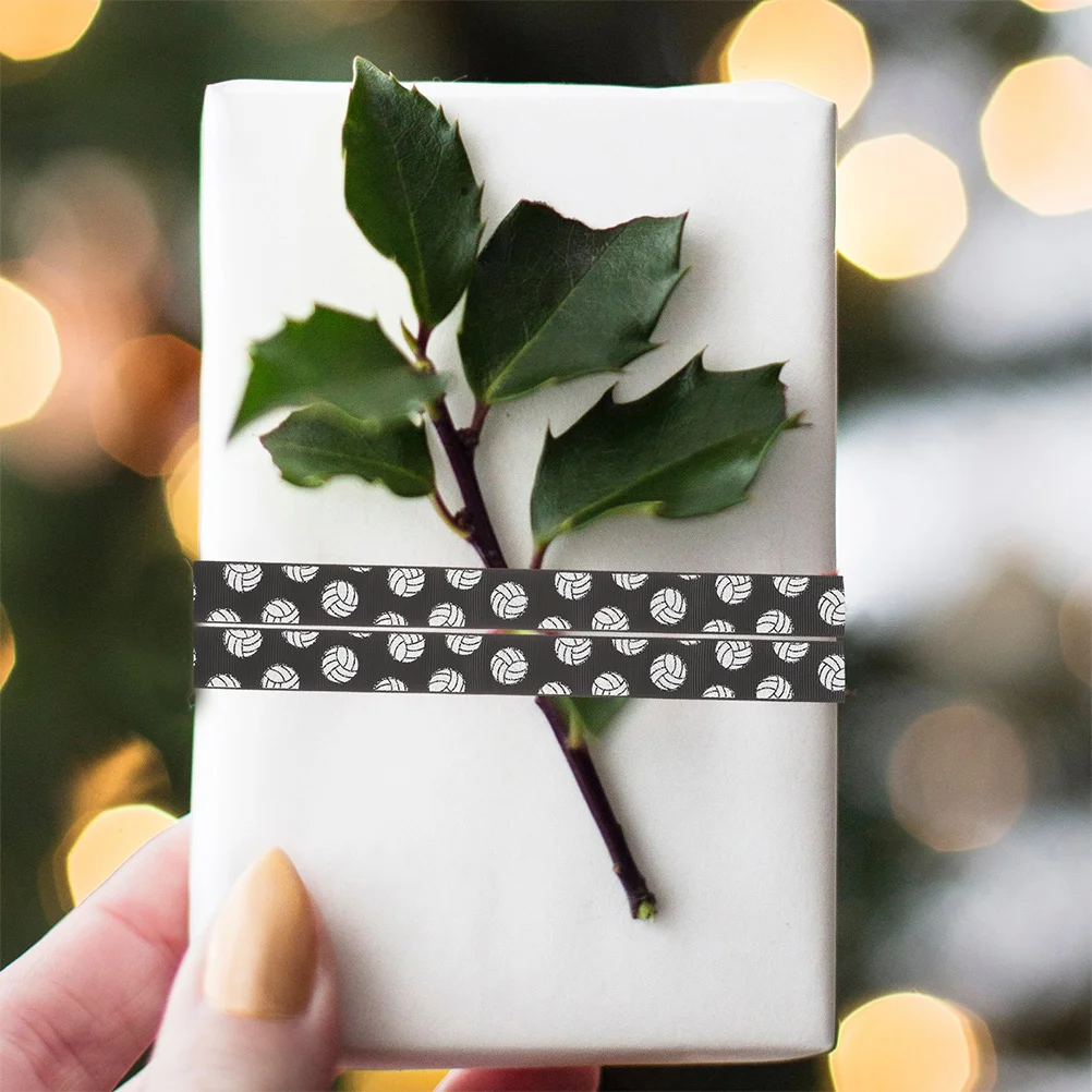 

2 Rolls Volleyball Ribbon Polyester Durable Sports Ribbons for DIY Crafts Hair Bows Wreath Volleyball Party Decorations Sports